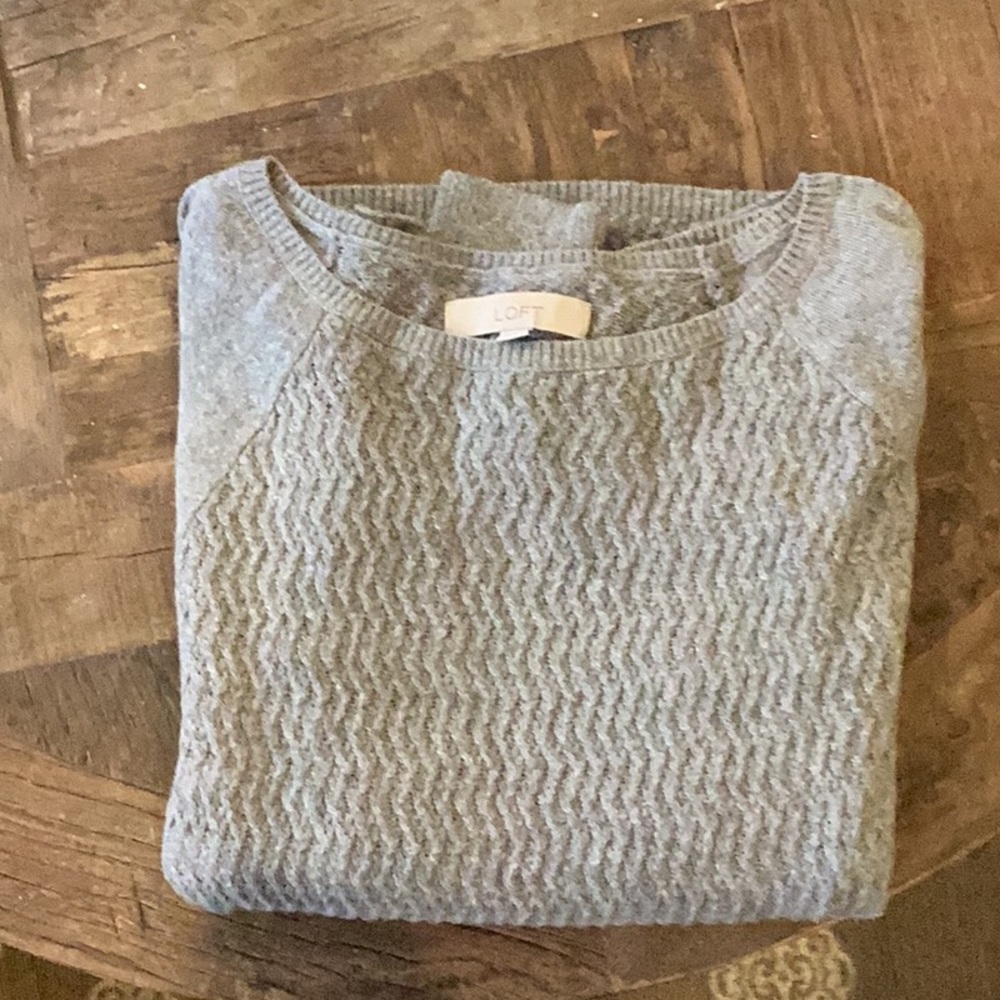 Loft grey cable knit sweater size small